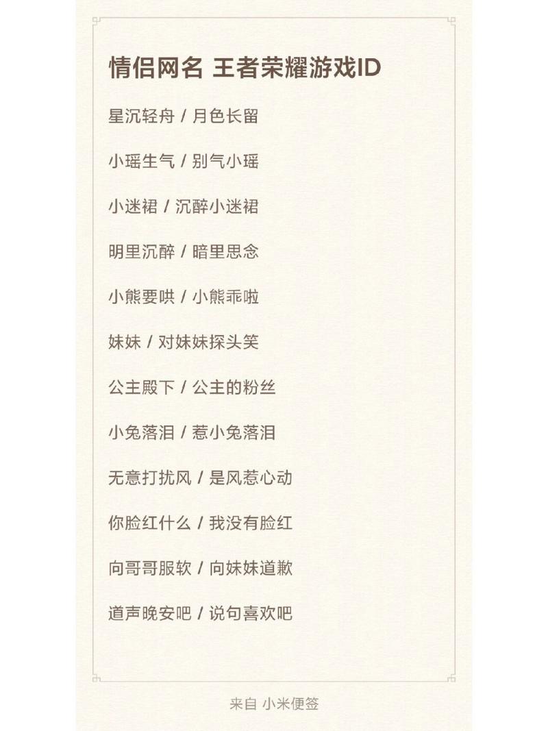 王者荣耀情侣名称大全，王者荣耀情侣名称大全一对